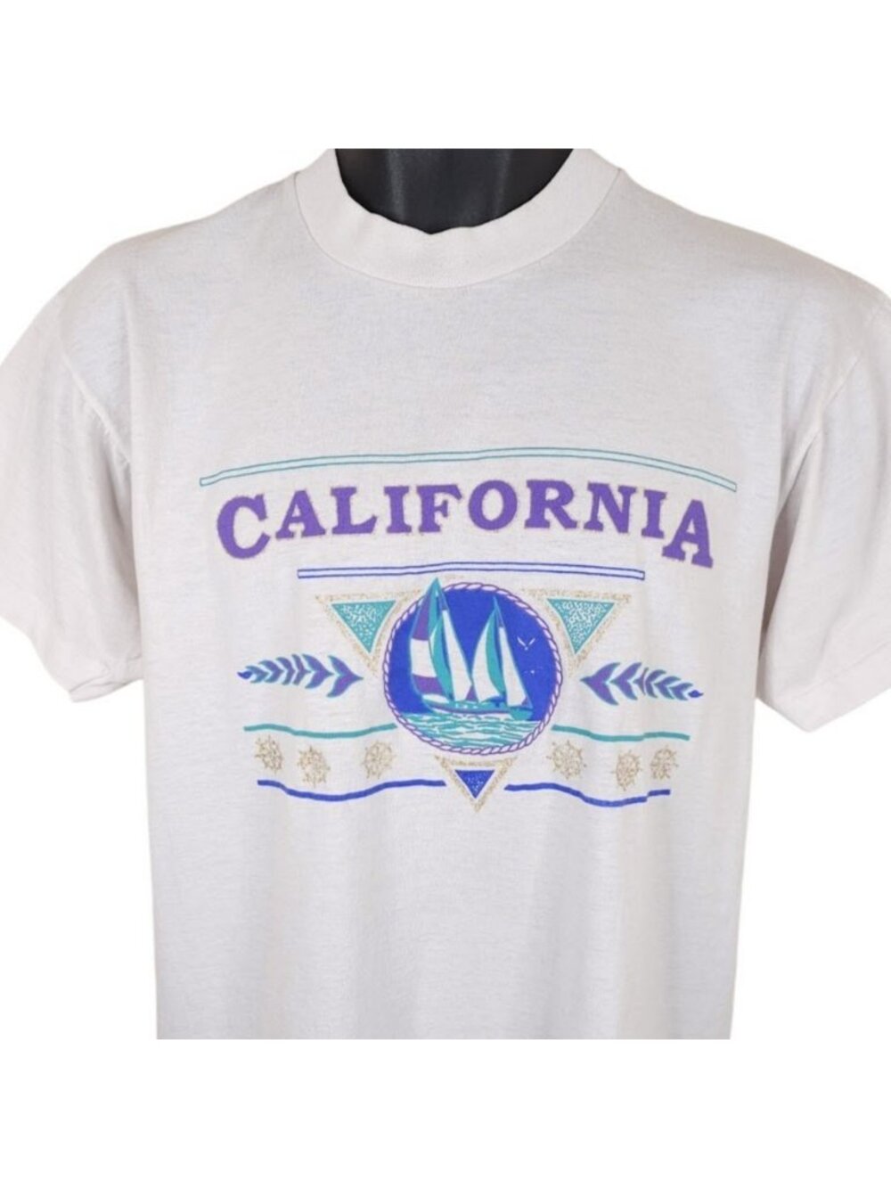 Vintage California Sailing T Shirt Mens Size Large White 90s Travel Made In USA